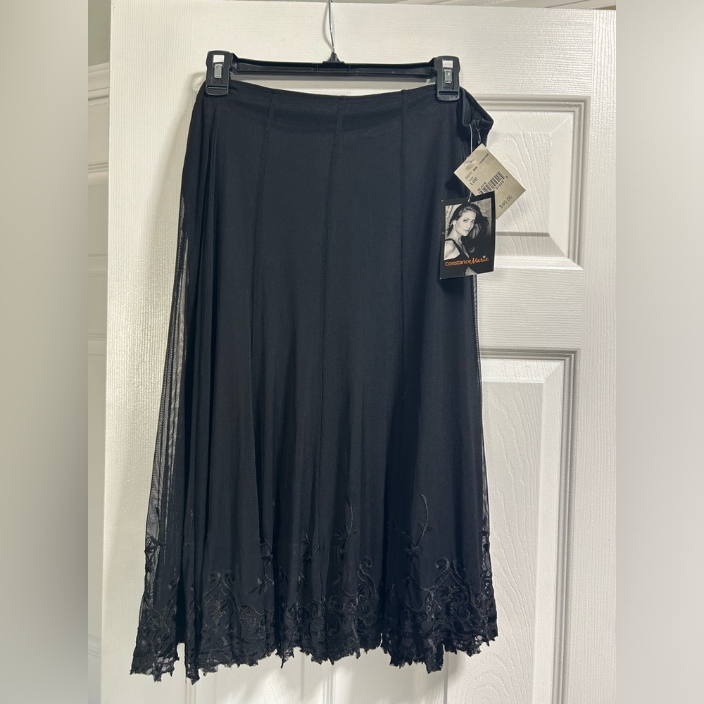 Constance Marie black lined lace skirt. New with tags. Size L $14